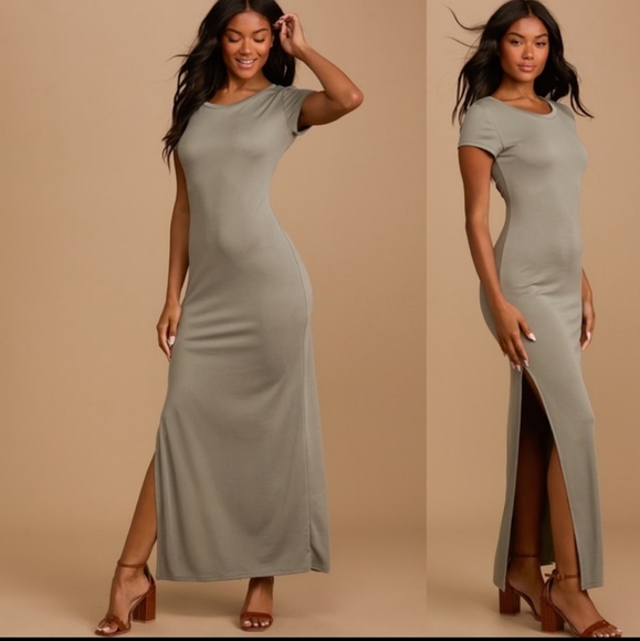 Lulus Dresses & Skirts - ****SOLD****NWT Lulu's Green Short Sleeve Fitted Maxi Dress Dress